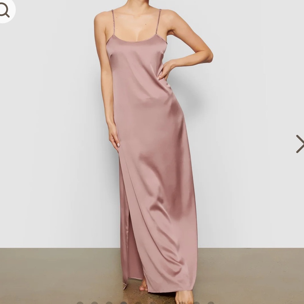 Skims Silk Long Slip Dress in Rose